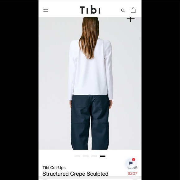 Tibi Structured Crepe Sculpted Shoulder Top - Picture 3 of 7